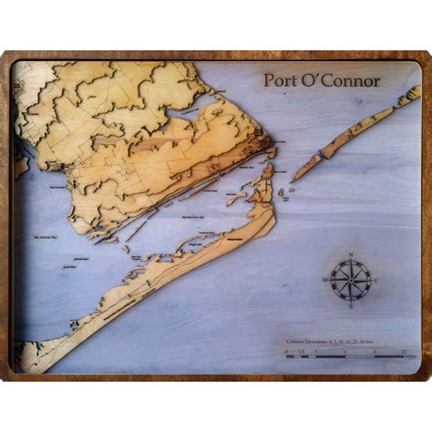 Port O Connor Tx Wood Map Meridian Maps