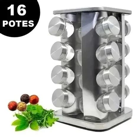 Porta Tempero Condimento Girat Rio 16 Pe As Inox