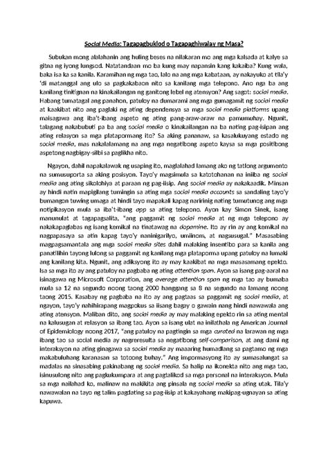 Posisyong Papel Tungkol Sa Social Media