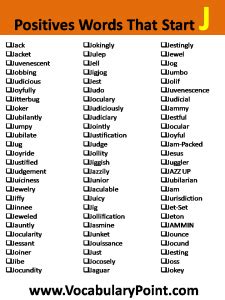 Positive Words That Start With J A Vocabulary Guide For Students