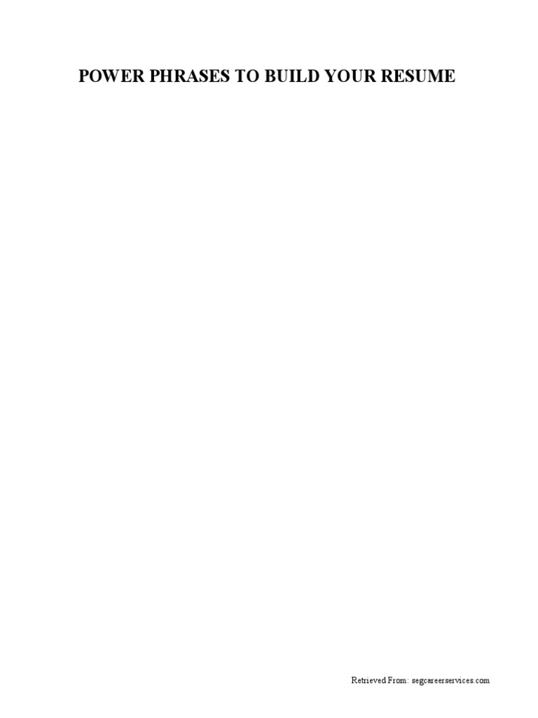 Power Phrases To Build Your Resume