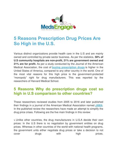 Ppt 5 Reasons Prescription Drug Prices Are So High In The U S