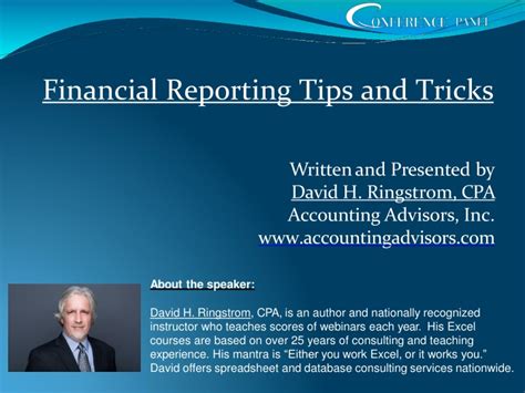 Ppt Advanced Excel Tips For Streamlining Financial Reporting