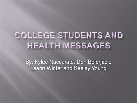 Ppt College Students And Health Messages Powerpoint Presentation