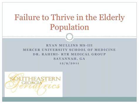 Ppt Failure To Thrive In The Elderly Population Powerpoint