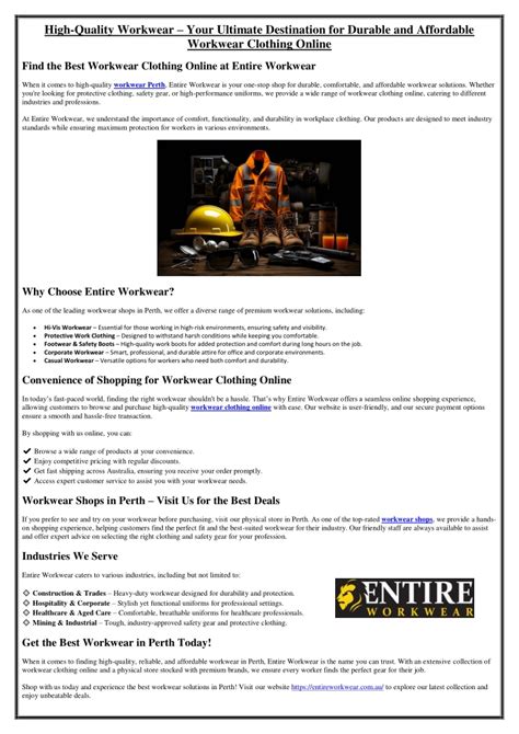 Ppt High Quality Workwear Your Ultimate Destination For Durable And