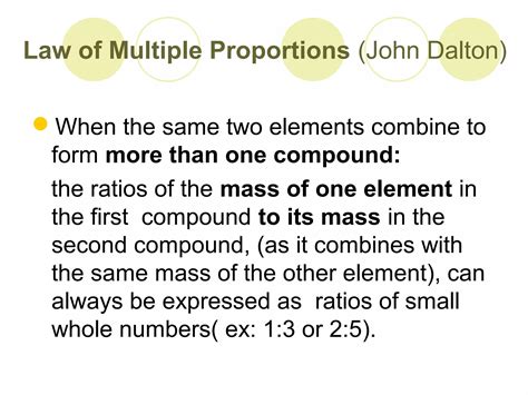 Ppt Law Of Definite Composition And Law Of Multiple Proportions