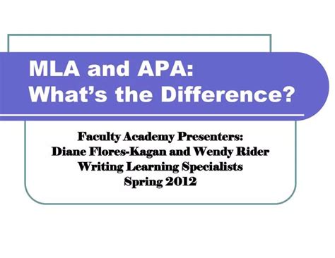 Ppt Mla And Apa What S The Difference Powerpoint Presentation Free
