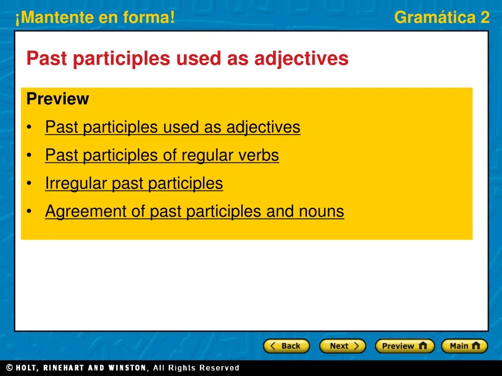 Ppt Past Participles Used As Adjectives Powerpoint Presentation Id