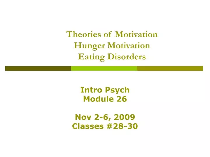 Ppt Theories Of Motivation Hunger Motivation Eating Disorders