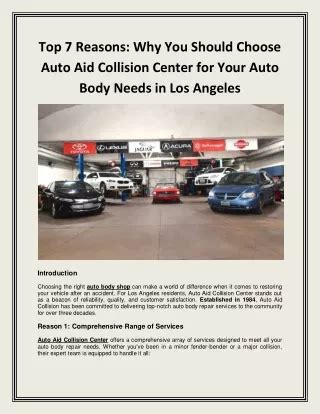 Ppt Top 7 Reasons Why You Should Choose Auto Aid Collision Center For Ppt Top 7 Reasons Why You Should Choose Auto Aid Collision Center For