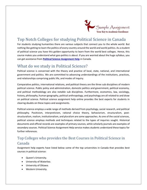 Ppt Top Notch Colleges For Studying Political Science In Canada