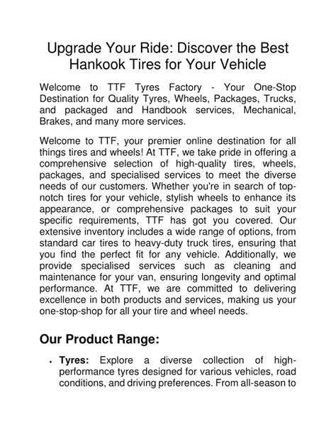 Ppt Upgrade Your Ride Discover The Best Hankook Tires For Your