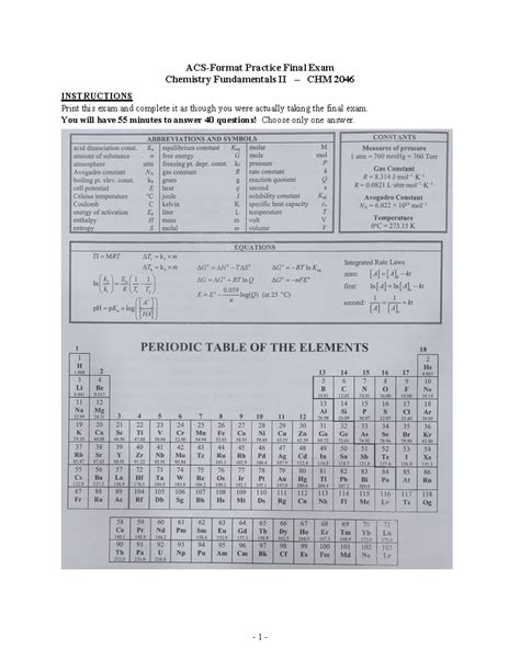 Practice Final Exam Student Ver Acs Format Practice Final Exam