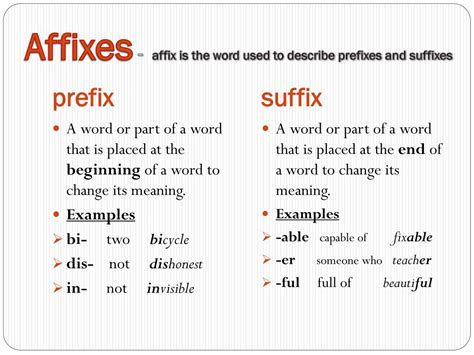 Prefix Suffix And Affix Examples