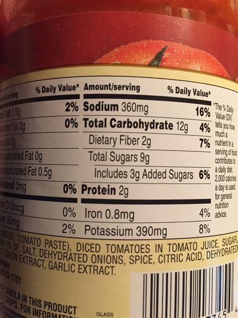 Prego Sauce Nutrition Label Besto Blog
