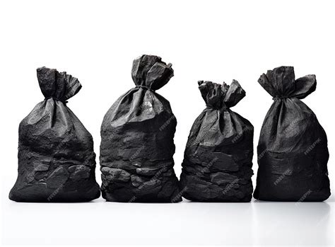 Premium Ai Image Bags Of Black Coal On A White Background In The Premium Ai Image Bags Of Black Coal On A White Background In The
