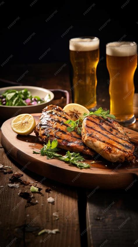 Premium Ai Image Filet Grilled Chicken With Beer