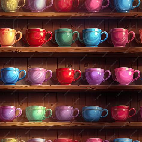 Premium Ai Image Moody And Detailed 2D Art Of Colorful Cups On A