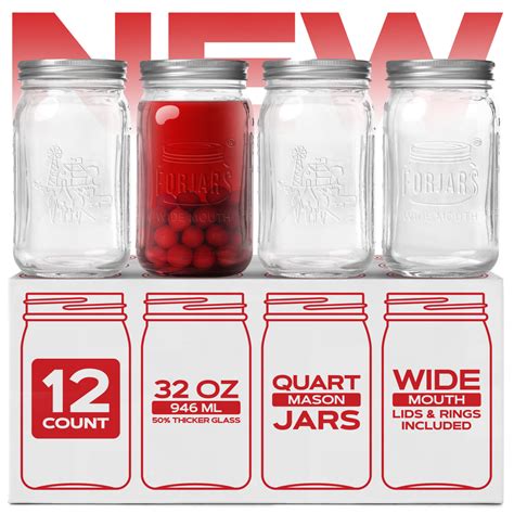 Premium Mason Jars 32 Oz 12 Pack Wide Mouth Glass Canning Jars Forjars Premium Mason Jars 32 Oz 12 Pack Wide Mouth Glass Canning Jars Forjars