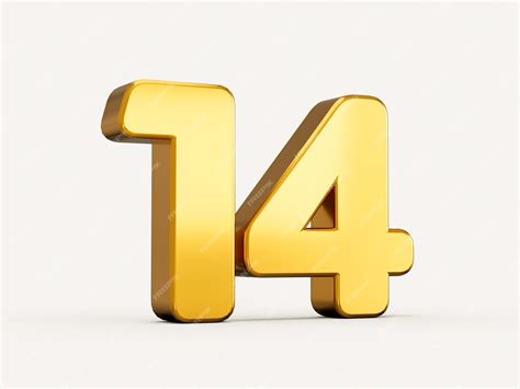 Premium Photo 3D Illustration Of Golden Number 14 Or Fourteen