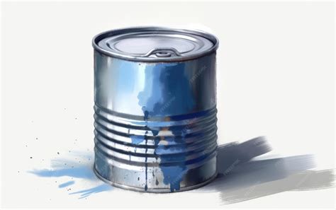 Premium Photo A Drawn Metal Can On White Background Watercolor Tin
