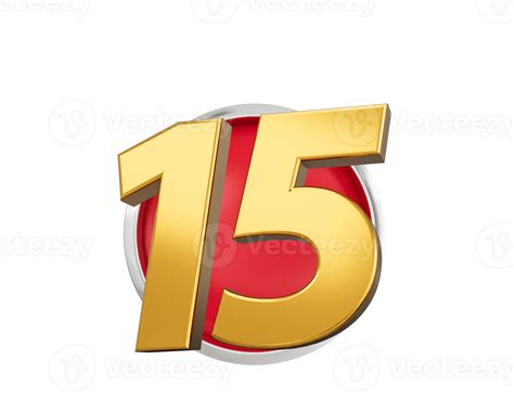 Premium Photo Gold Number 15 Gold Number Fifteen On Rounded Red Icon