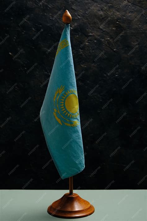 Premium Photo National Flag Republic Kazakhstan On A Black Background
