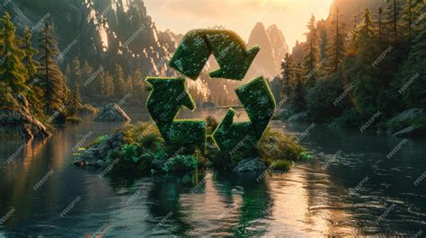 Premium Photo Recycling Symbol In Jungle Pond Abstract Ecofriendly