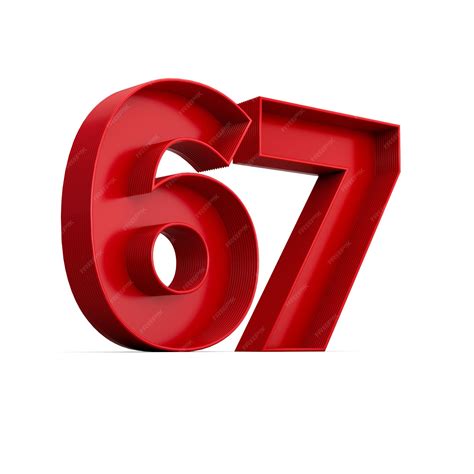 Premium Photo Red Digit 67 Or Sixty Seven With Inner Shadow Isolated