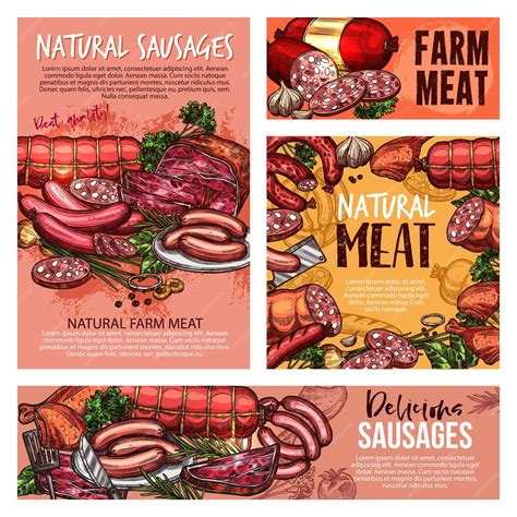 Premium Vector Beef And Pork Meat Sausages Ham Salami And Bacon Premium Vector Beef And Pork Meat Sausages Ham Salami And Bacon