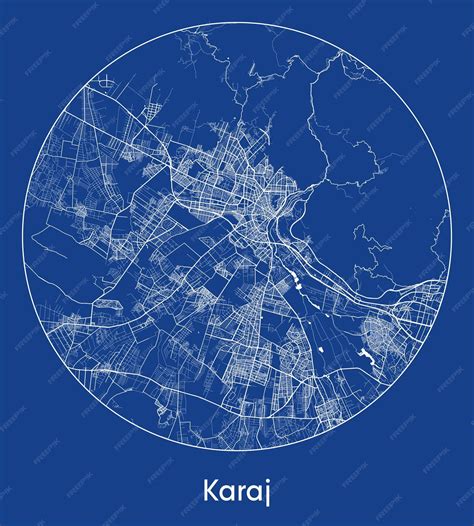 Premium Vector Karaj Iran Asia City Map Blue Print Vector Illustration