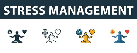 Premium Vector Stress Management Icon Set Four Simple Symbols In