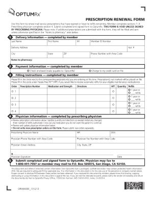Prescription Renewal Form Optumrx Fill And Sign Printable Template