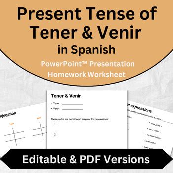 Present Tense Conjugation Of Tener And Venir In Spanish Lesson