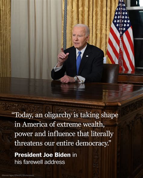 President Joe Biden Warned Of An Oligarchy In The United States And Cautioned Against The Dangers Of The Concentration Of Technology Power And Wealth During His Farewell Address Wednesday Night Biden Emphasized President Joe Biden Warned Of An Oligarchy In The United States And Cautioned Against The Dangers Of The Concentration Of Technology Power And Wealth During His Farewell Address Wednesday Night Biden Emphasized