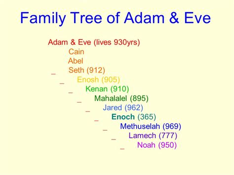 Printable Family Tree Of Adam And Eve