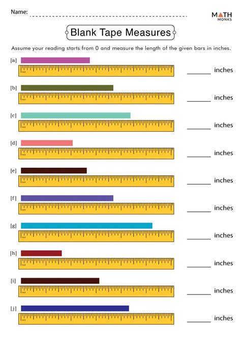 Printable Tape Measure Worksheets