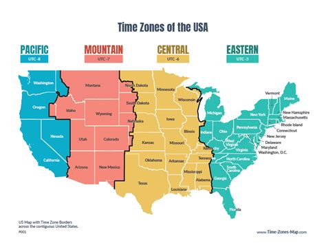 Printable Us Map With State Names Time Zone Borders