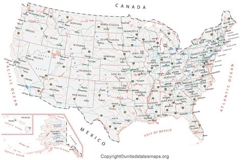 Printable Usa Map With States And Cities Printable Us Maps