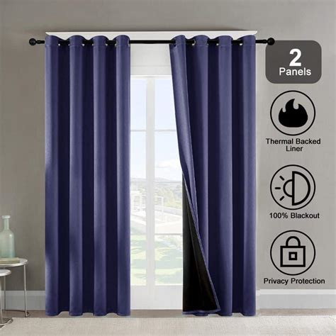 Pro Space 52 In W X 63 In L Dark Blue Grommets Thermal Insulated With Coated Lining Indoor Blackout Curtain Set Of 2 Panels Bcicgm5263db2p