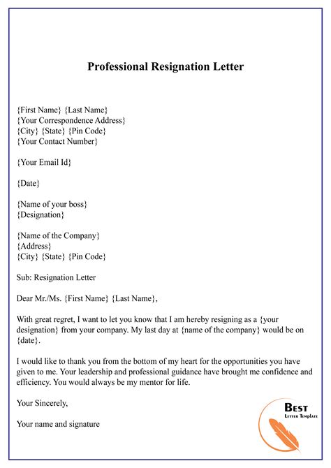Professional Resignation Letter 29 Examples Format How To Leave Pdf