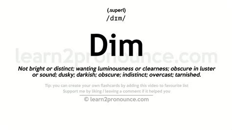 Pronunciation Of Dim Definition Of Dim Youtube