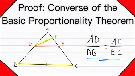 Proof Converse Of Basic Proportionality Theorem Geometry Youtube