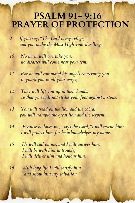 Psalm 91 9 16 Prayer For Protection Inspirational Prayers Psalm 91