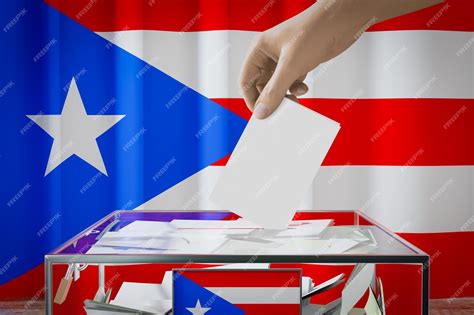 Puerto Rico Flags Hand Dropping Ballot Card Into A Box Voting Puerto Rico Flags Hand Dropping Ballot Card Into A Box Voting