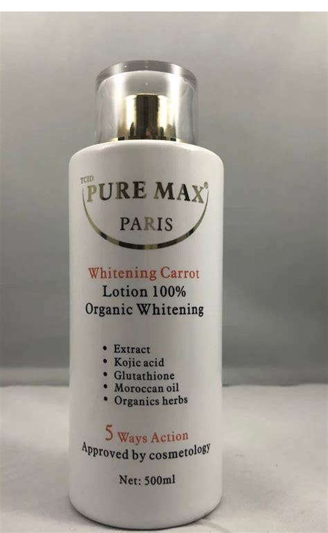 Pure Max Paris Whitening Carrot Lotion 500Ml Organic Whitening 5 Ways