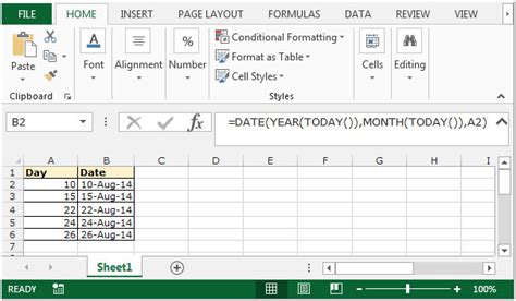 Quickly Typing Dates Into Cells