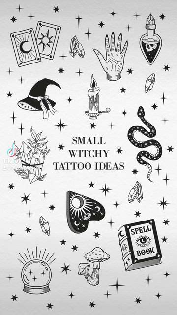 R O Z Design Spooky Illustrator On Instagram Small Witchy Tattoo Ideas From My You Are Magic Print Wiccan Tattoos Halloween Tattoos Magic Tattoo
