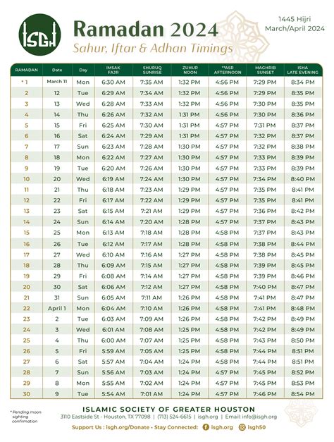 Ramadan 2024 Schedule Islamic Society Greater Houston Ramadan 2024 Schedule Islamic Society Greater Houston